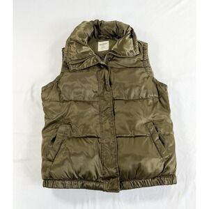 Old Navy Olive Green Puffer‎ Full Zip Vest Pockets Gorpcore Hiking Women's S